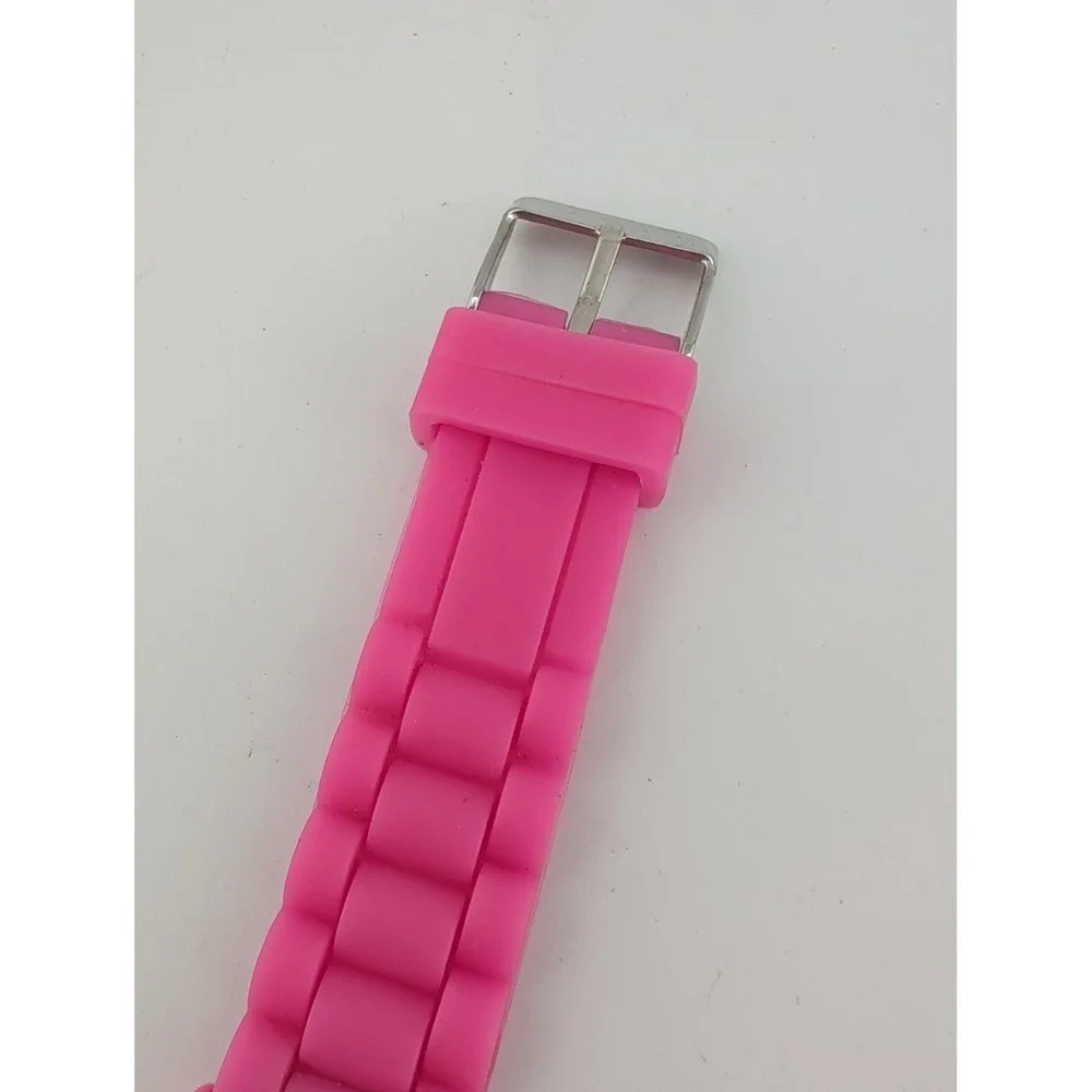 Geneva Platinum Watch Women 38mm Case Pink Silicone Band- New Battery